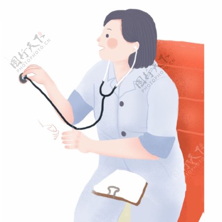 一个拿着听诊器的医生卡通免抠图