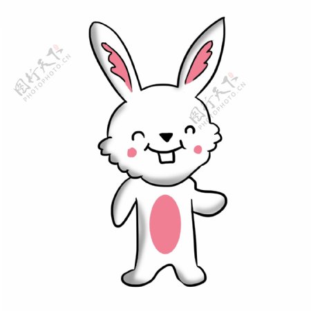 手绘开心的兔子插画