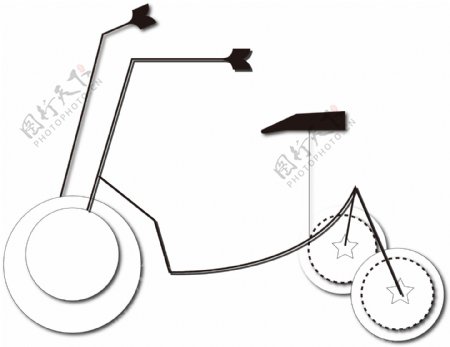 极简矢量图自行车单车黑白元素