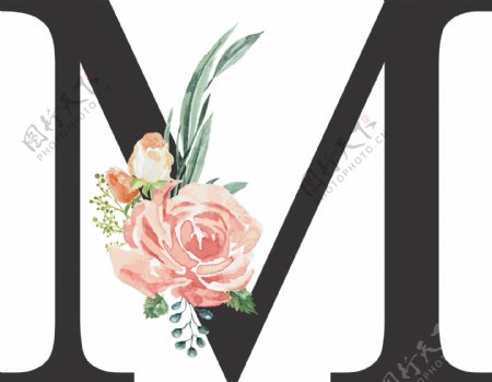创意婚礼季字母M浪漫花朵
