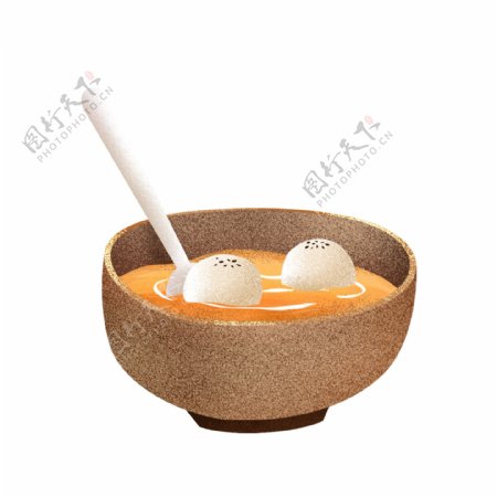 手绘一碗美味的汤圆设计