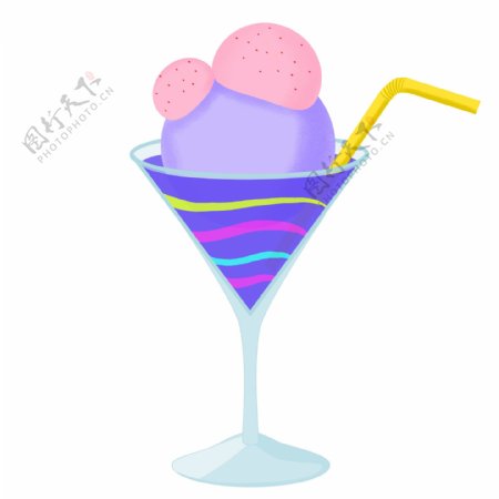 原创手绘紫色冰淇淋