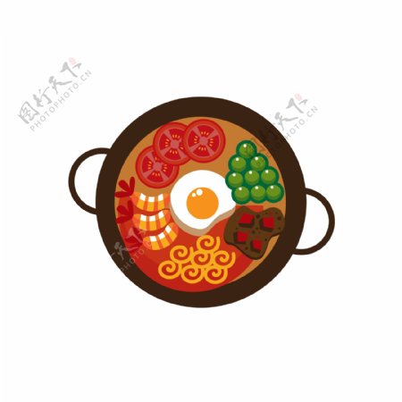 火锅食物暖色装饰素材设计