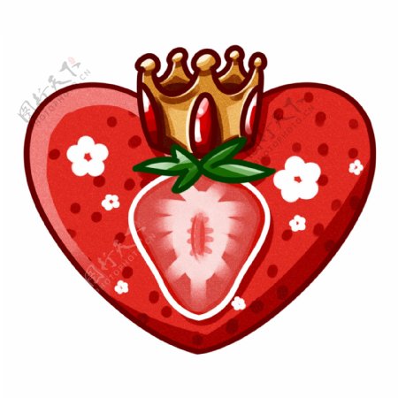 情人节爱心草莓皇冠可商用