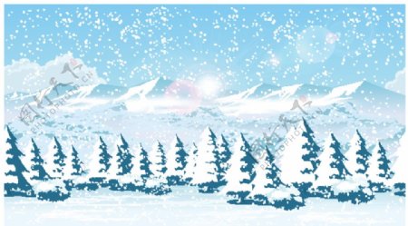 卡通雪景背景素材
