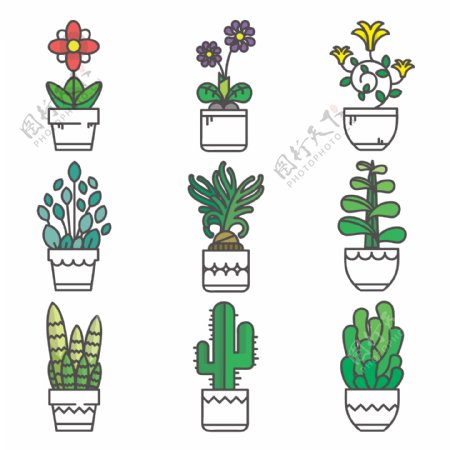9款植物盆栽icon素材