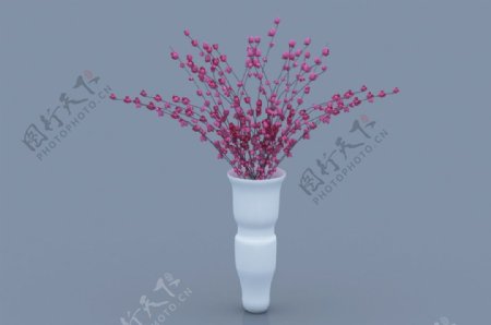 粉色樱花插花花瓶3d模型