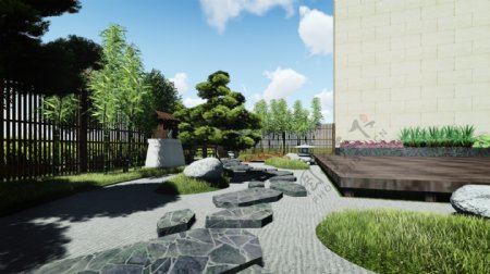 日式庭院模型SKP