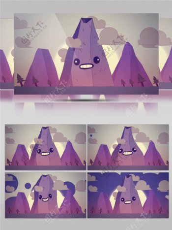 紫色梦幻火山视频素材