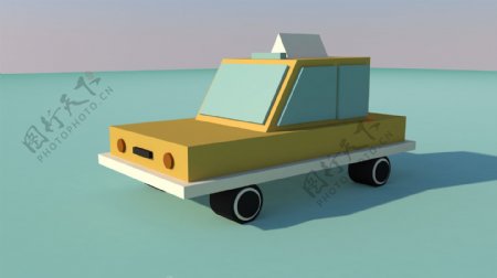 黄色立体小汽车模型