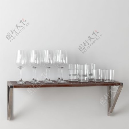 红酒杯玻璃水杯组合模型