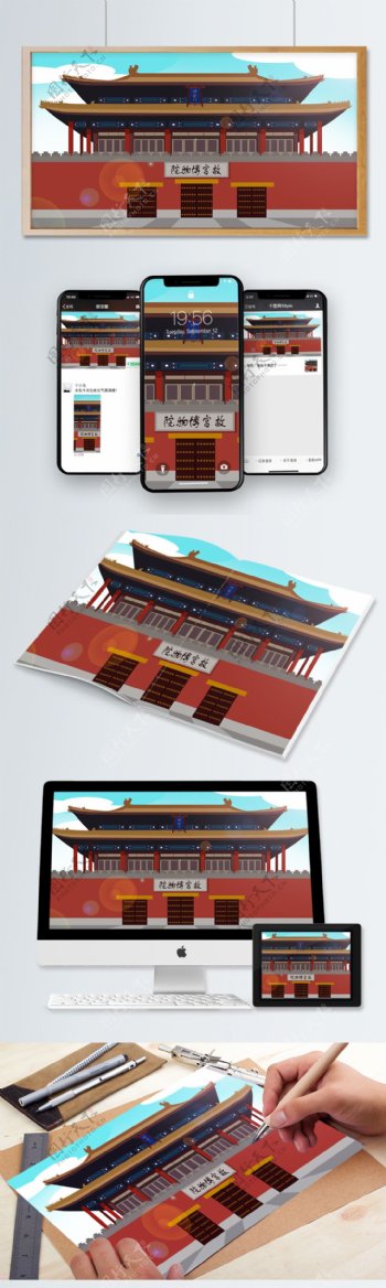 中国风历史建筑神武门