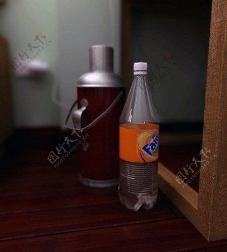 饮料包装橙色芬达pet瓶的3dsmax模型