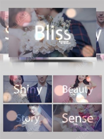 标题和图像叠加明亮唯美婚礼开场AE模板