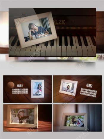 室内钢琴回忆家庭摄影相册AE模板