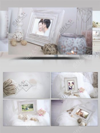 美丽洁白优雅婚礼爱情相册展示AE模板