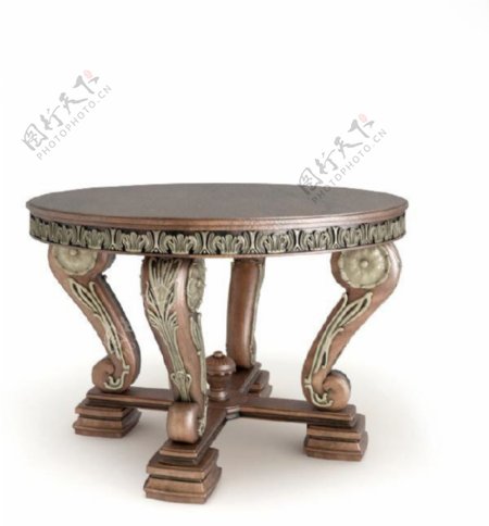 中式复古圆桌3d模型