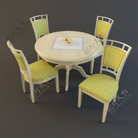 现代清新休闲餐桌椅3d模型