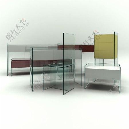 个性玻璃桌椅3d模型