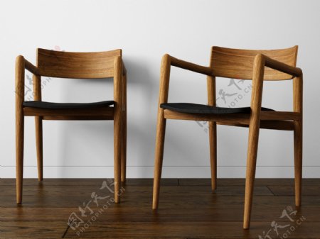 创意纯木木椅3d模型