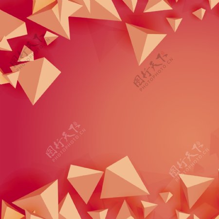 红色锥体几何抽象海报模板