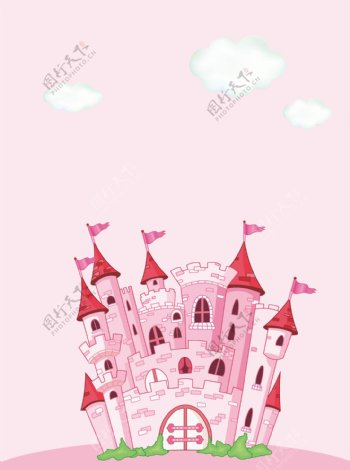 矢量粉红可爱城堡庆生节日背景