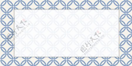 中式温婉蓝色花纹边框广告背景