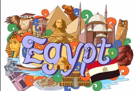 埃及国家手绘插画
