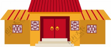 中国古代建筑物矢量手绘元素背景套图4