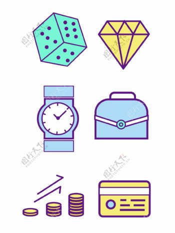 图标几何骰子手表包信用卡元素可商用