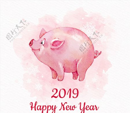 2019水彩猪年新年