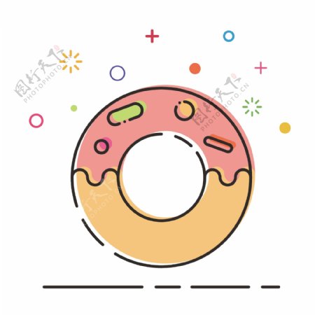 MBE插画风格0卡通甜甜圈简笔画手账素材