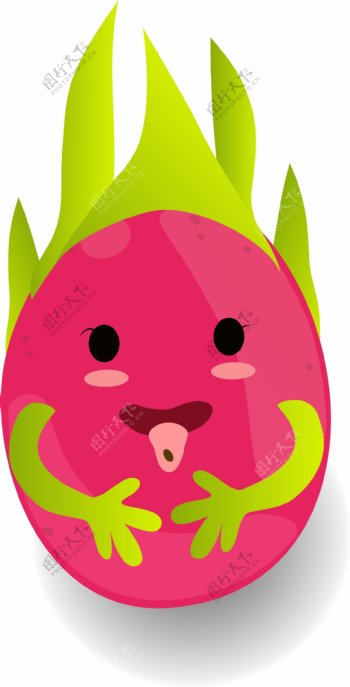 小清新可爱水果卡通形象火龙果小人吐舌头