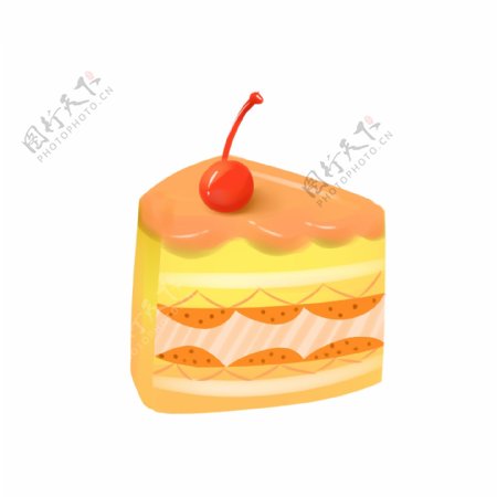 美食之香橙夹心樱桃蛋糕甜品卡通手绘