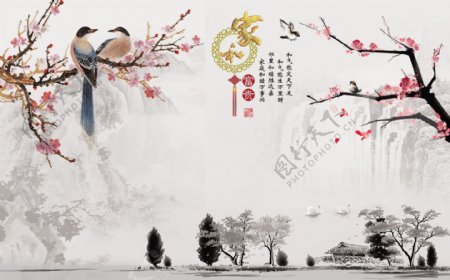 水墨中式传统山水风景画