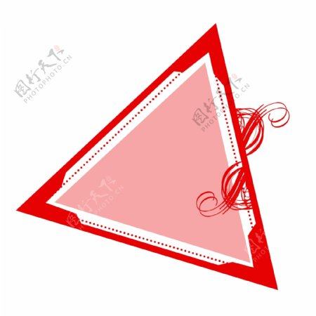 红色花纹三角形中国风边框素材可商用