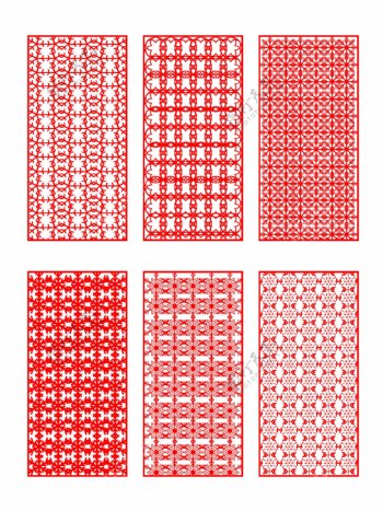 红色中国传统窗花剪纸线条元素