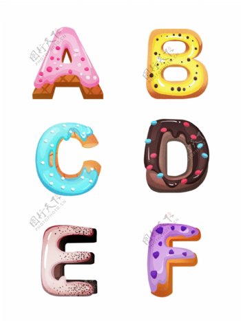 糖衣英文字母可爱手绘字母