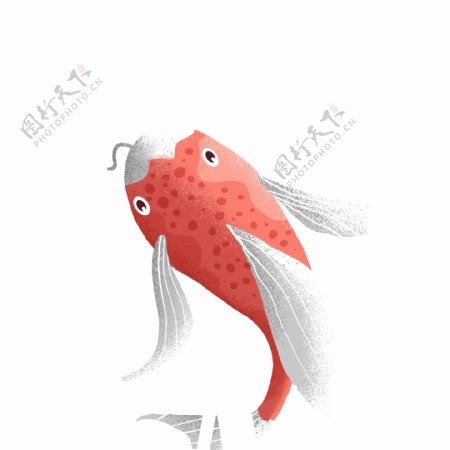 手绘卡通红鲤鱼图案元素