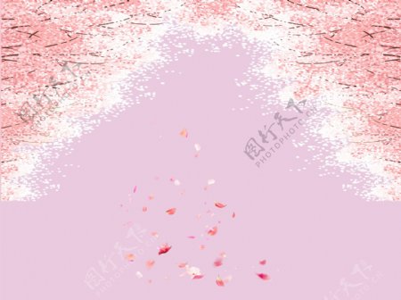 唯美清新手绘粉色桃花背景