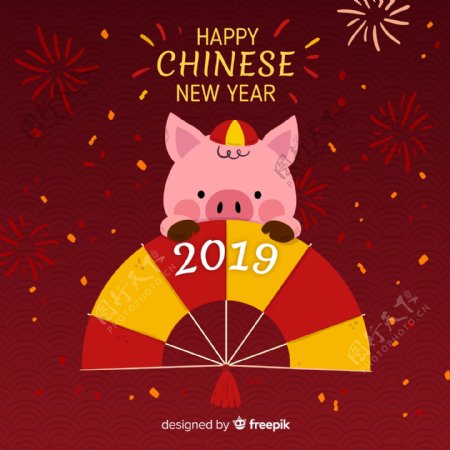 2019年可爱春节猪