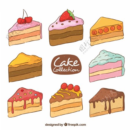 8款美味三角蛋糕设计矢量图