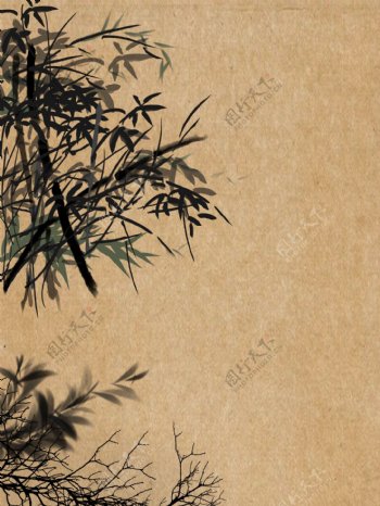 古典风水墨竹子背景图素材