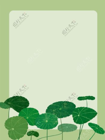 纯手绘创意绿色铜钱草植物背景