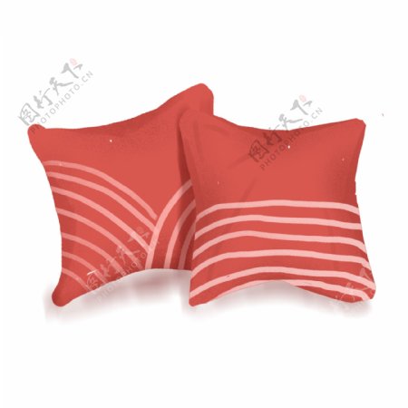 可爱红色手绘抱枕透明素材