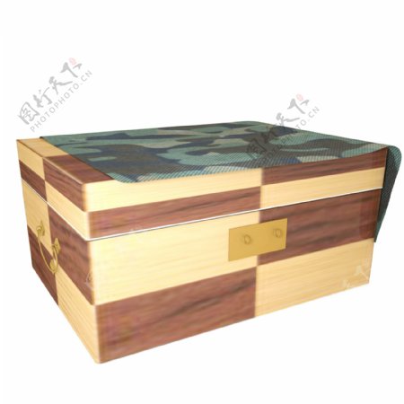 C4D高清迷彩布木头箱子电商装饰元素商用