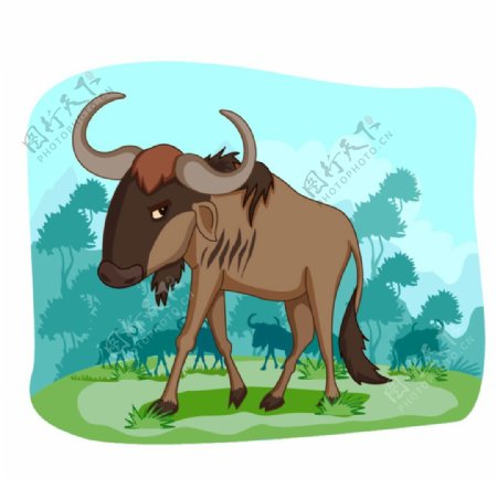 卡通动物犀牛牦牛素材