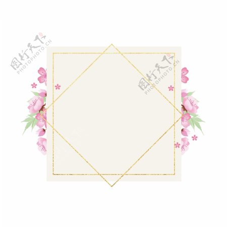 浪漫粉色卡通手绘樱花花卉边框