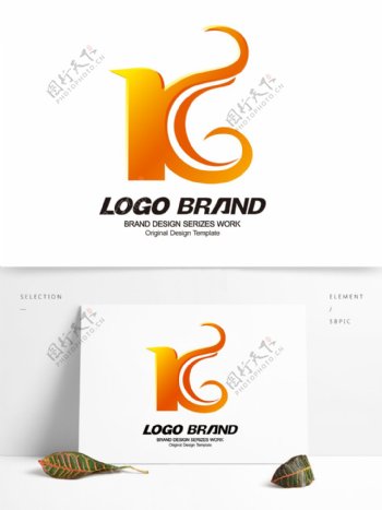 创意矢量红黄线条公司LOGO标志设计