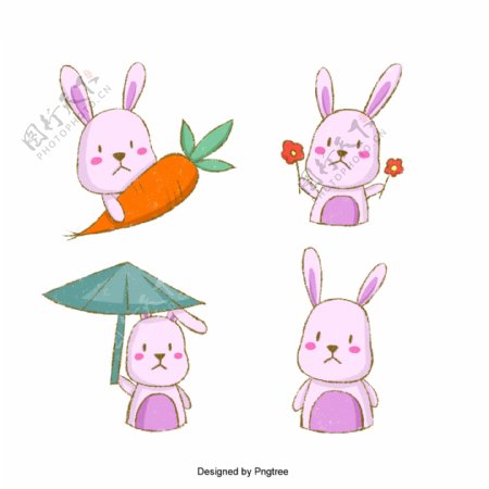 可爱的卡通粉红兔子